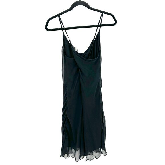 GOLD HAWK Black 100% Silk Floral Embellished Y2K Shift Slip Dress Size Medium - Picture 2 of 7